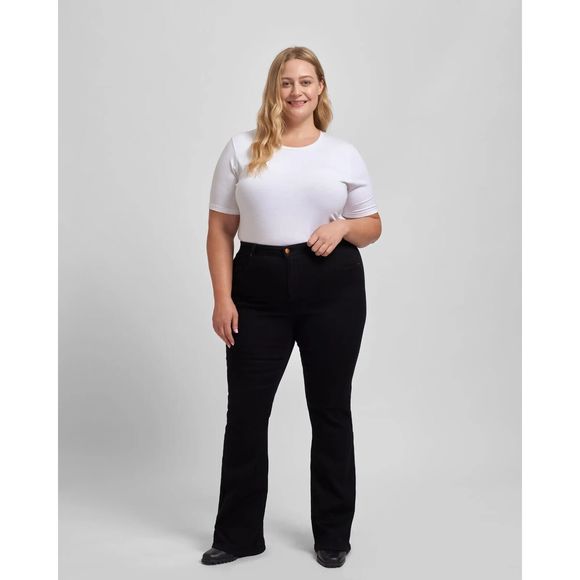 Universal Standard Denim - Universal Standard Flare Sava Jean Womens Size 8 Black High Rise 34" Stretch NEW